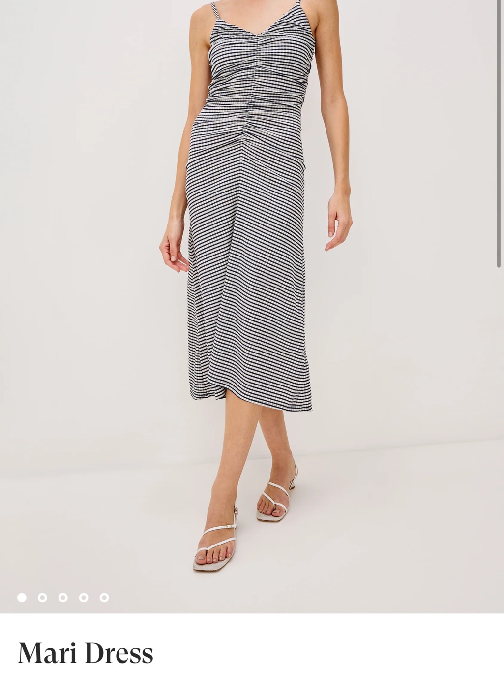 Rails Navy And White Gingham Ruched Maxi Dress